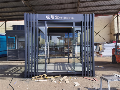 萍乡内蒙古工厂吸烟亭玻璃吸烟室完工